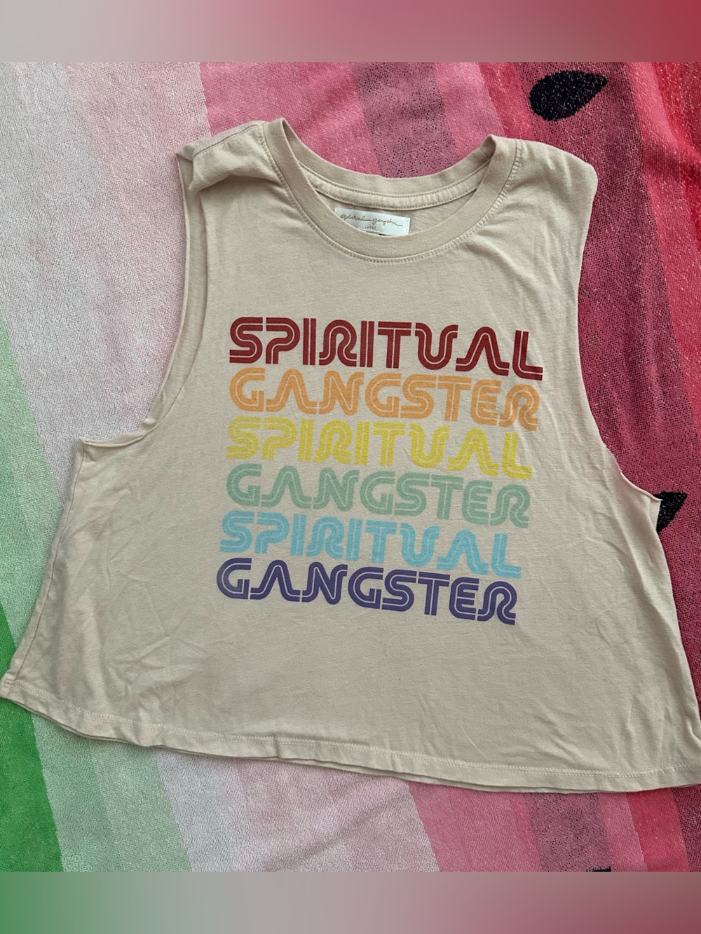 Spiritual Gangster Rainbow Tank Top Size L